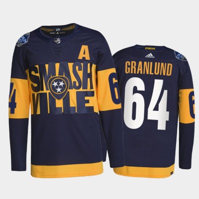 Adidas Nashville Predators #64 Mikael Granlund Men's 2022 Stadium Series Authentic NHL Jersey - Navy